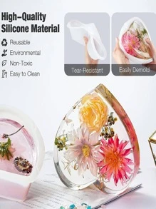 1set DIY Silicone Mold Kit, Reusable Epoxy Mold, Measuring Cup, Dropper, For DIY - Clear - View 4