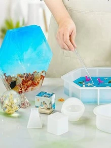 1set DIY Silicone Mold Kit, Reusable Epoxy Mold, Measuring Cup, Dropper, For DIY - Clear - View 6