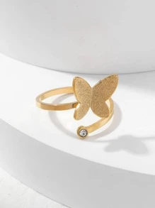 1入組可調節啞光蝴蝶圓環帶方晶鋯石適用於不銹鋼圓環 - 金黃色 - 查看 1