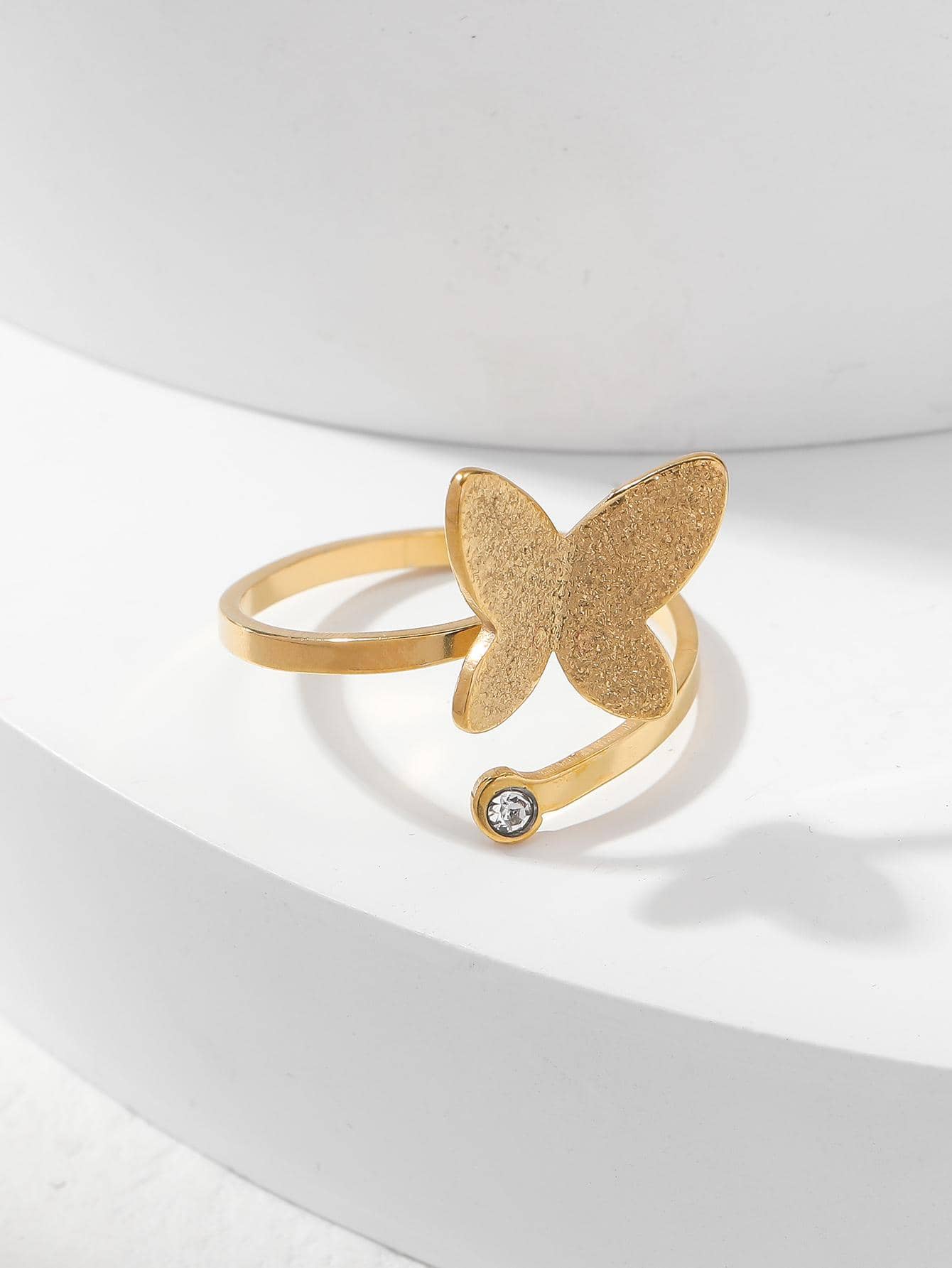 1入組可調節啞光蝴蝶圓環帶方晶鋯石適用於不銹鋼圓環 - 金黃色 - 查看 1