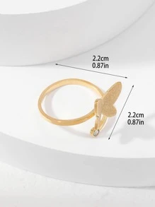 1入組可調節啞光蝴蝶圓環帶方晶鋯石適用於不銹鋼圓環 - 金黃色 - 查看 4