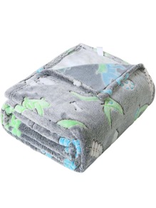 1pc Dinosaur Pattern Glow In The Dark Throw Blanket, Cute Fabric Comfortable Blanket For Home