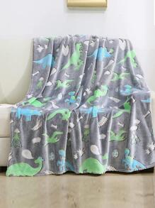 1pc Dinosaur Pattern Glow In The Dark Throw Blanket, Cute Fabric Comfortable Blanket For Home