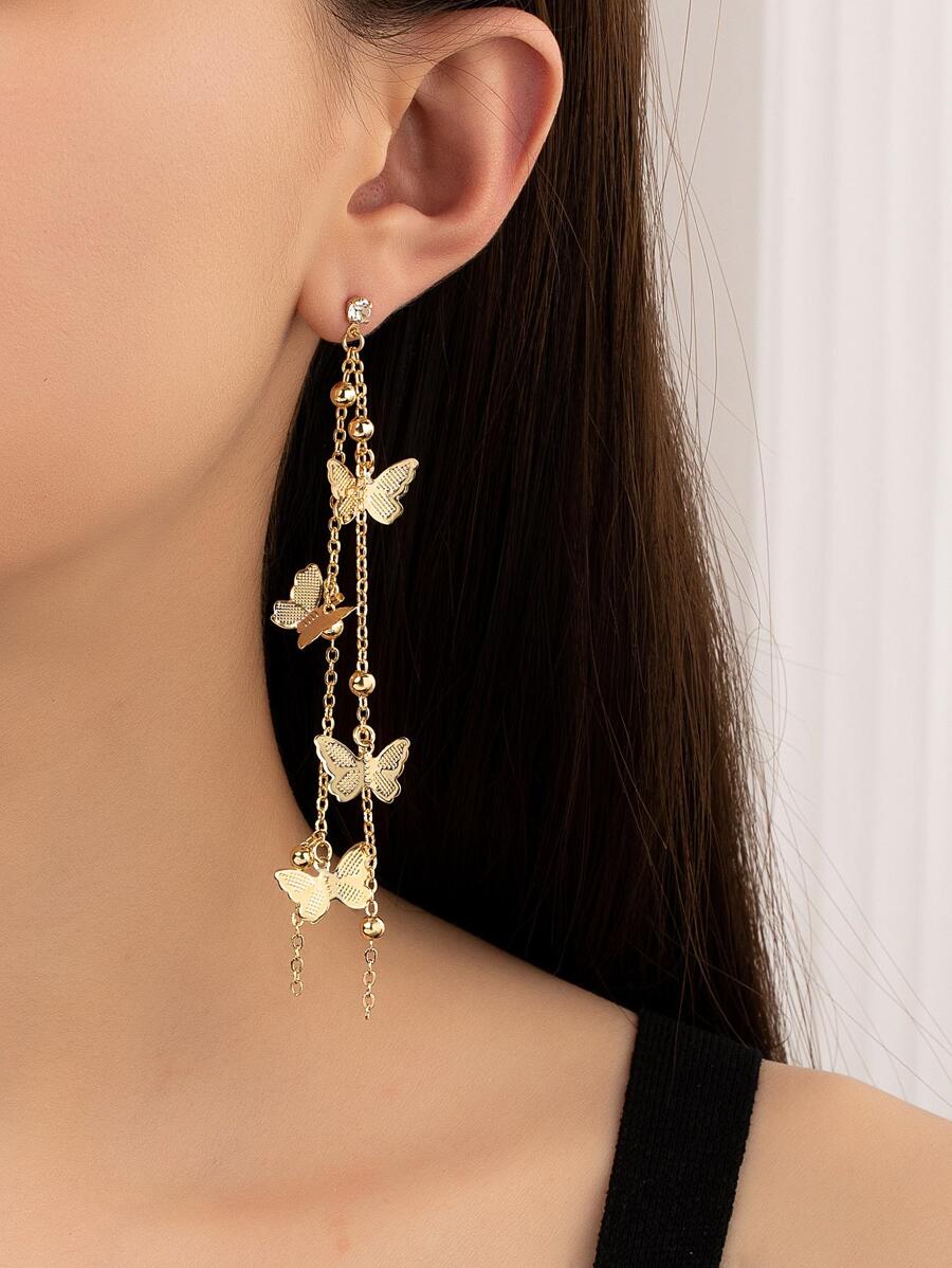Pendientes colgantes de mariposa - Amarillo Oro - Ver 1