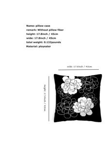 1入組無填充物花卉印花靠墊套現代織物抱枕套適用於沙發、沙發 - 黑與白 - 查看 6