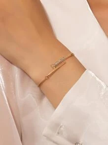 1入款彈性閃爍鑽石裝飾女款日常手鍊 - 金黃色 - 查看 12