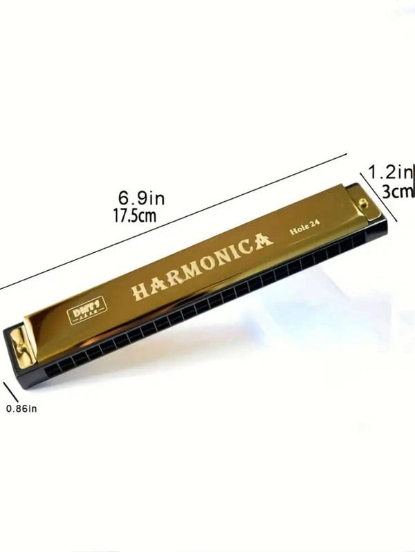 1pc 24 Hole Harmonica Mouth Metal Organ, Musical Instruments For