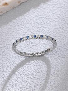 chiếc nhẫn lấp lánh nhiều mặt hình vuông màu xanh S925 ngọt ngào và thời trang với đầy đủ các viên kim cương khoan, hoàn hảo để làm quà tặng cho phụ nữ, các bữa tiệc và trang phục trong các lễ hội - Bạc - Xem 5