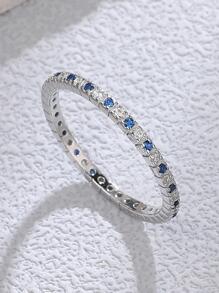 chiếc nhẫn lấp lánh nhiều mặt hình vuông màu xanh S925 ngọt ngào và thời trang với đầy đủ các viên kim cương khoan, hoàn hảo để làm quà tặng cho phụ nữ, các bữa tiệc và trang phục trong các lễ hội - Bạc - Xem 3