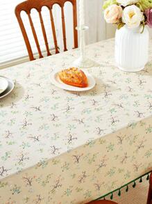 1 Họa Tiết Hoa Tua Rua Trang Trí Khăn Trải Bàn, Polyester Hiện Đại Trang Trí Bàn Vải Cho Gia Đình - Màu be - Xem 6