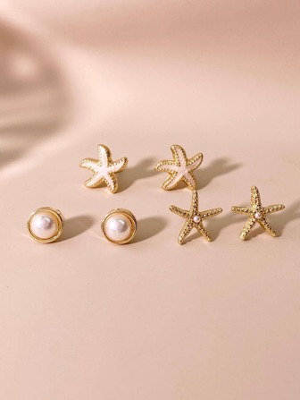 Fashionable Versatile Personalized Beach Vacation Style Simple Starfish Earrings, Suitable For Beach And Everyday Wear