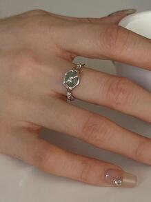 1pc Fashionable Oval Decor Cuff Ring For Women For Daily Decoration