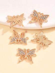 5 cái Đúng mốt Hợp kim Rhinestone-Dát Giường đôi tiêu chuẩn Loại bướm Kết nối , Lý tưởng Đối với DIY Vòng tay/Vòng cổ Đối với phụ nữ - Vàng - Xem 4