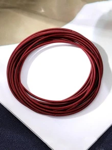 12 Cái/bộ Bộ Vòng Tay Mùa Xuân Mát Mẻ Thời Trang Bằng Thép Không Gỉ Cho Nam Và Nữ Đeo Hàng Ngày - Màu Đỏ Sâu - Xem 1