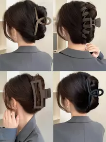 4pcs Women Solid Rectangle Casual Hair Claw, For Daily Decoration Claw Clips Hair Clips Hair Jaw Clip Hair Clamps Hair Clutch Hair Catcher Clip