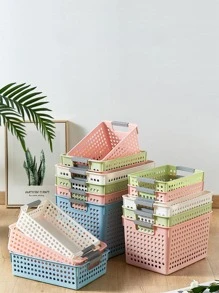 1pc Pink Hollow Desktop Organizer - Pink - View 4
