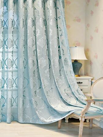 Floral Pattern Single Panel Sheer Curtain