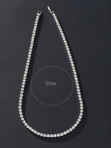 1 Pieza Collar De Cadena Con Garra Cuadrada De Moda Versión Coreana Con Colgante De Pedrería En Color Dorado O Plateado - Plateado - Ver 5