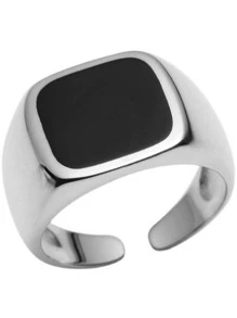 1pc Fashion Copper Square Decor Ring For Women For Daily Life - Silver - View 5