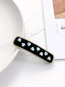1 Phụ Nữ Kim Cương Giả Hình Trái Tim Trang Trí Thời Trang Kẹp Tóc Đa Năng, Để Trang Trí - màu đen - Xem 2