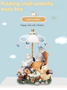 LOVE FOR YOU Gift Wrapped Music Box Cat Lovers Garden Musical Decorations for Baby Girls Sister Daughter Granddaughter Mom Grandma Women Friends Female Anniversary Birthday