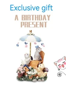 LOVE FOR YOU Gift Wrapped Music Box Cat Lovers Garden Musical Decorations for Baby Girls Sister Daughter Granddaughter Mom Grandma Women Friends Female Anniversary Birthday