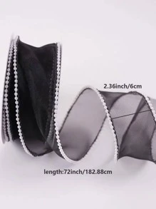 1 cuộn Vải Trang Trí Polyester, Trang Trí Ngọc Trai Giả Hiện Đại Tự Làm Vải Để May - màu đen - Xem 2