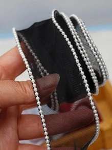 1 cuộn Vải Trang Trí Polyester, Trang Trí Ngọc Trai Giả Hiện Đại Tự Làm Vải Để May - màu đen - Xem 5