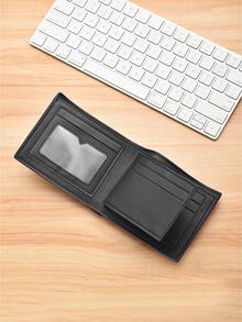 SHABILI Letter Embossed Design Small Wallet Fold Over - Navy Blue - View 4