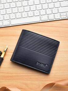 SHABILI Letter Embossed Design Small Wallet Fold Over - Navy Blue - View 2