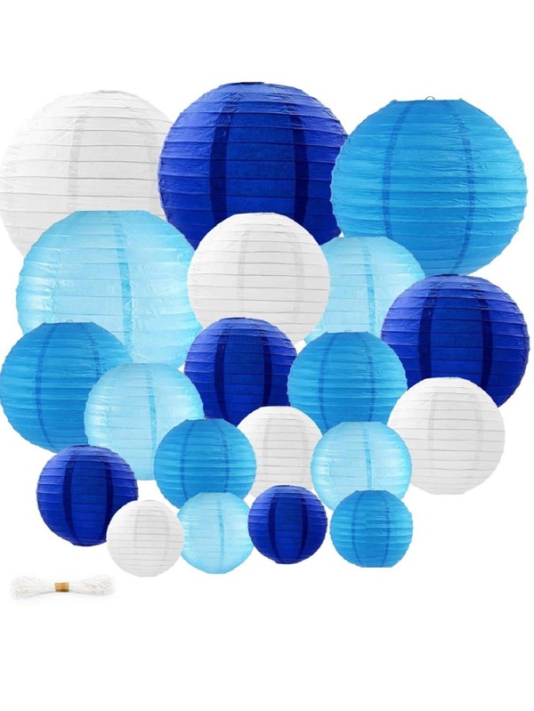 21Pack Blue Lantern (4 Inch To 12 Inch), Gender Reavel Paper Lantern