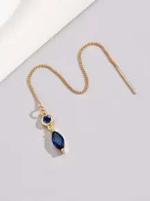 1 件蓝色不对称方晶锆石奢华吊坠穿线耳环适合女士日常聚会约会礼物 - 金黃色 - 查看 2