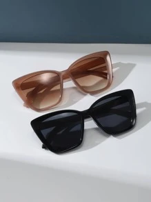 2pcs Retro Cat Eye Frame Bohemian Style Plastic Decorative Fashion Glasses, Women's Beach Accessories, Basic Style, Suitable For Autumn/Winter Women's Clothing, Business Casual, Summer Beach Vacation, Outdoor Activities, Travel Gifts - Multicolor - View 3