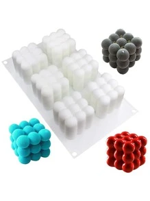 1 件立方体设计蜡烛模具，白色创意硅胶蜡烛模具，适合 DIY