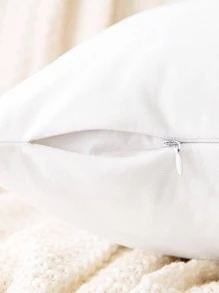 1pc Solid Cushion Cover Without Filler - White - View 3