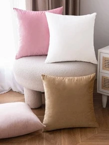 1pc Solid Cushion Cover Without Filler - White - View 6