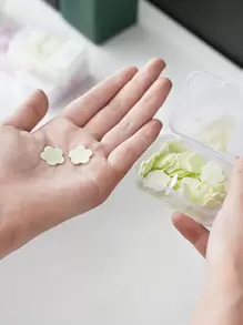 100 Pcs Bunga Desain Sabun Tangan Sekali Pakai Modern PP Serpihan Sabun Sekali Pakai untuk Perjalanan, Luar Ruangan - Hijau - View 4