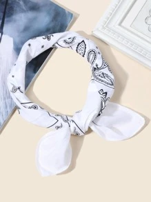 1 Nữ Thanh Lịch Hai Tông Màu Điều & In Hình Cá Phong Cách Bohemian Khăn Đội Đầu, Thích Hợp Cho Du Lịch Và Mặc Hàng Ngày - trắng - Xem 2