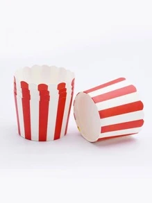 50 piezas Molde de pastel de muffins con patrón de rayas pastel rojo papel para DIY - Rojo - Ver 1
