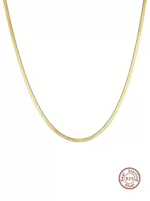 SYMFNY 1 chiếc vòng cổ dây xích rắn phẳng tối giản 2mm bằng bạc - Vàng - Xem 2