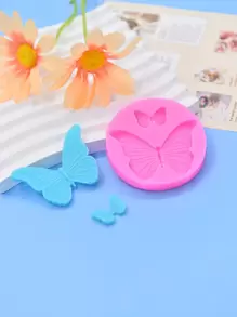 1入組蝴蝶設計DIY矽膠粉色的圓形創意矽膠肥皂模具適用於DIY - 粉色 - 查看 1