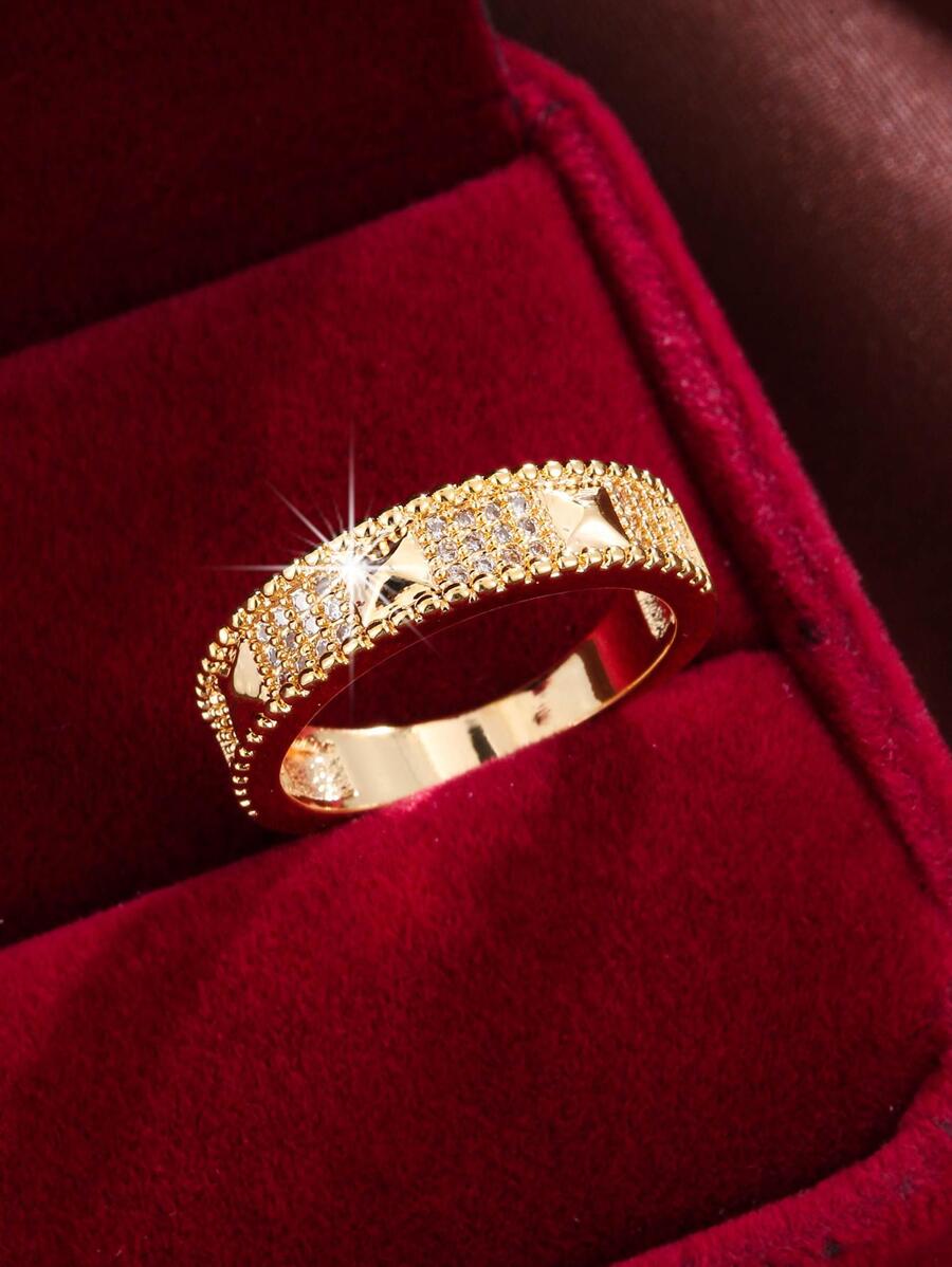 Nhẫn Trang Trí Đá Cubic Zirconia - Vàng - Xem 1