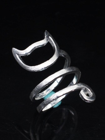 1 st. trendig kopparring i form av en katt, lämplig för kvinnors vardagsbruk, klassisk present