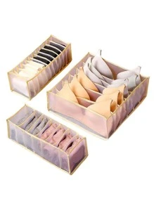 1pc Underwear Storage Box, Multi Layer Beige Clothes Storage Box For Household - Beige - View 2