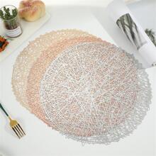 1入組鏤空圓形銀PVC耐熱桌墊適用於家用的 - 銀色 - 查看 3