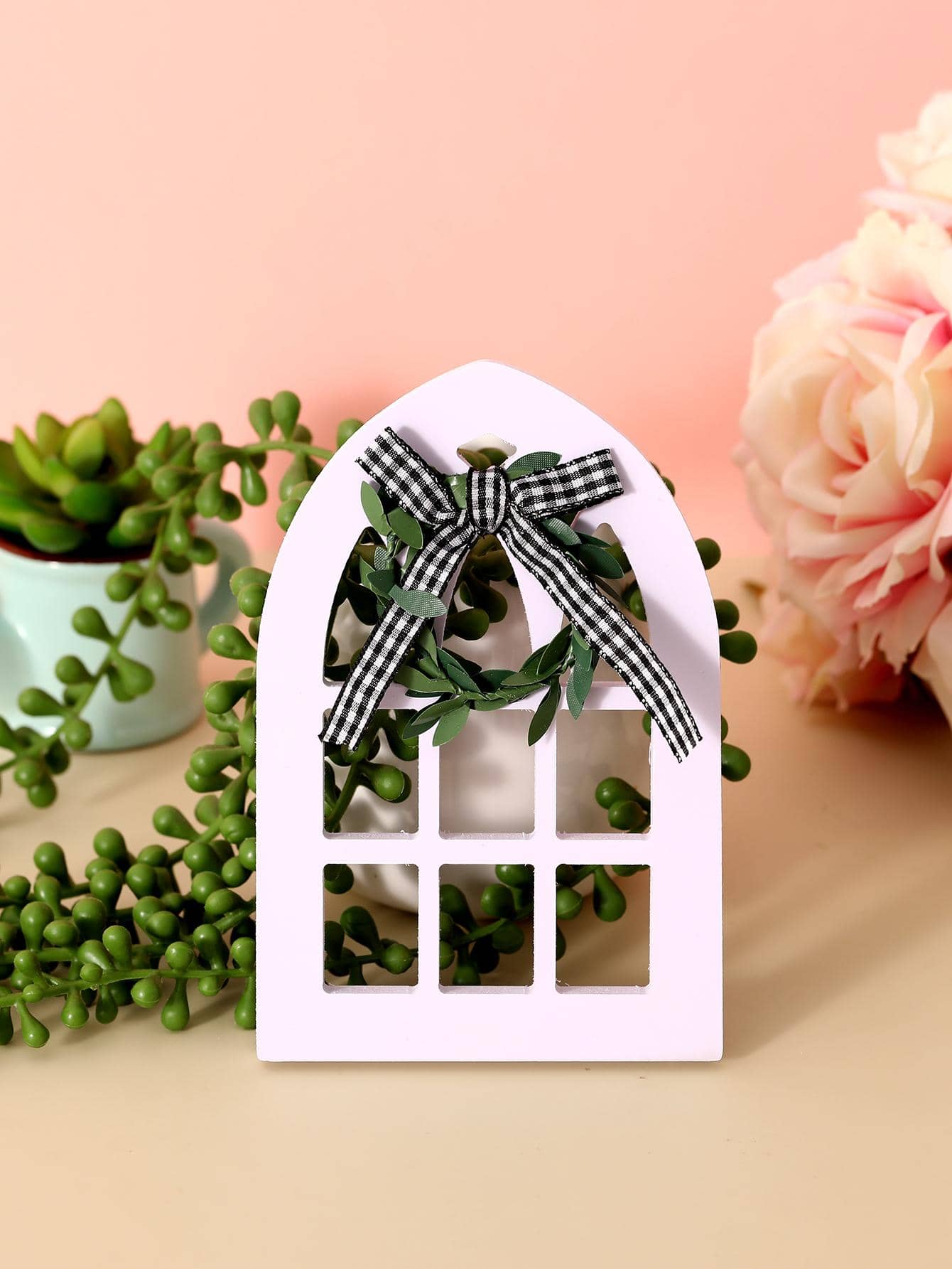 1 Nơ Trang Trí Cửa Sổ Thiết Kế Vườn Tượng, Đồ Trang Trí Sân Vườn Bằng Gỗ Cho Sân Vườn - trắng - Xem 1