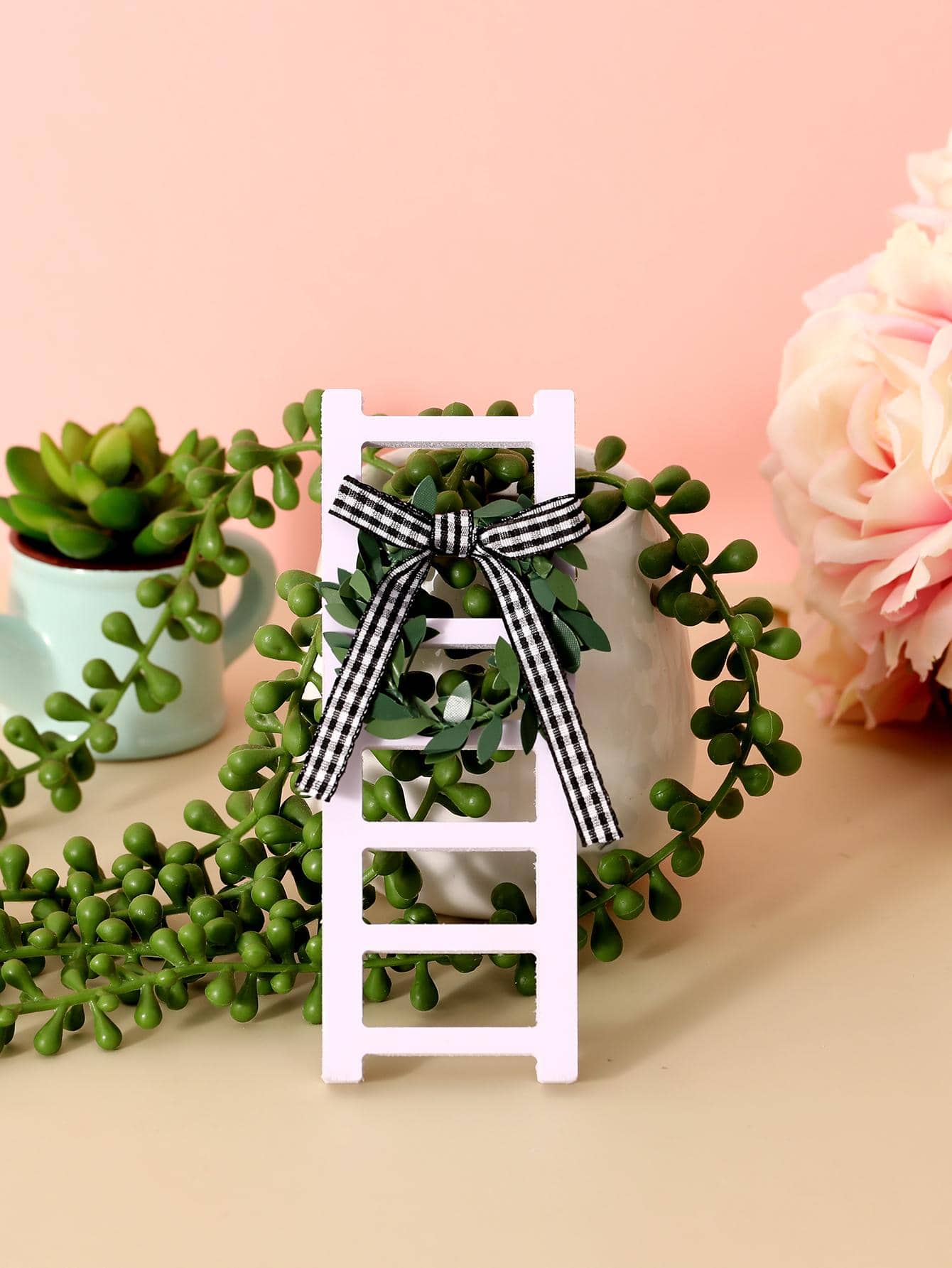 Nơ Trang Trí Bậc Thang Thiết Kế Vườn Tượng, Đồ Trang Trí Sân Vườn Bằng Gỗ Cho Sân Vườn - trắng - Xem 1