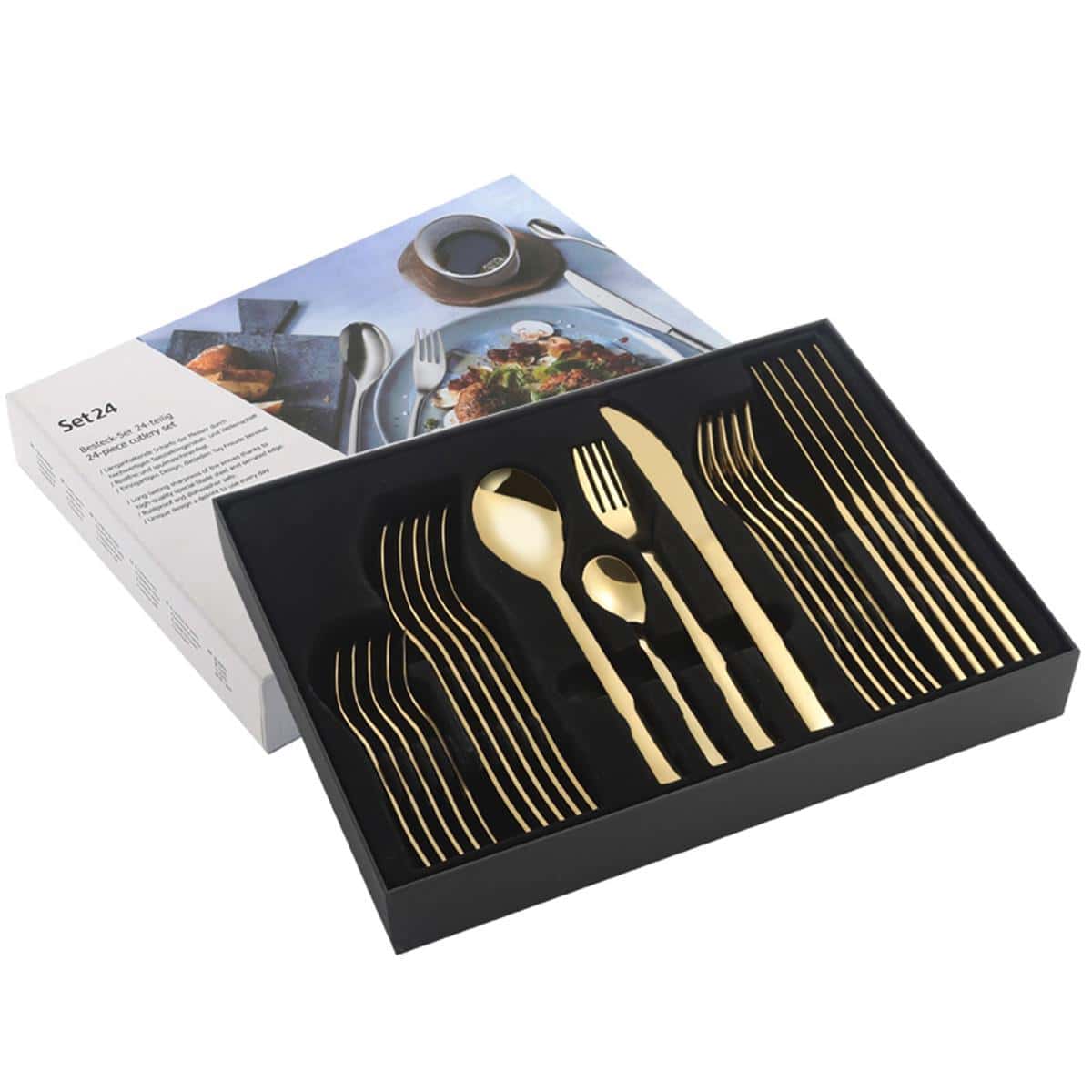 24 pièces En Acier Inoxydable Set De Couverts , simple Set De Couverts Vaisselle Pour Cuisine