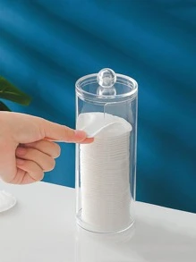 1 pieza Caja de almacenamiento de almohadillas faciales portátil transparente - transparente - Ver 2