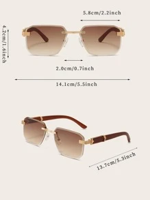 1pair Women Rimless Tinted Lens Boho Fashion Glasses, For Outdoor Elegant Shades Beach Accessories Beach Accessories For Women Glasses Shades Basics Fall Winter Women Outfits Clothes Business Casual Gifts - 漸層 - 查看 6